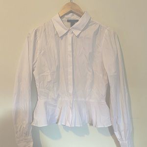 Peplum waist - long sleeve white shirt